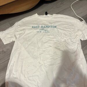 SHEIN White Tee with Blue Print